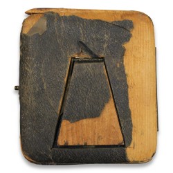 \"Onion\" pocket watch with its silver travel case.